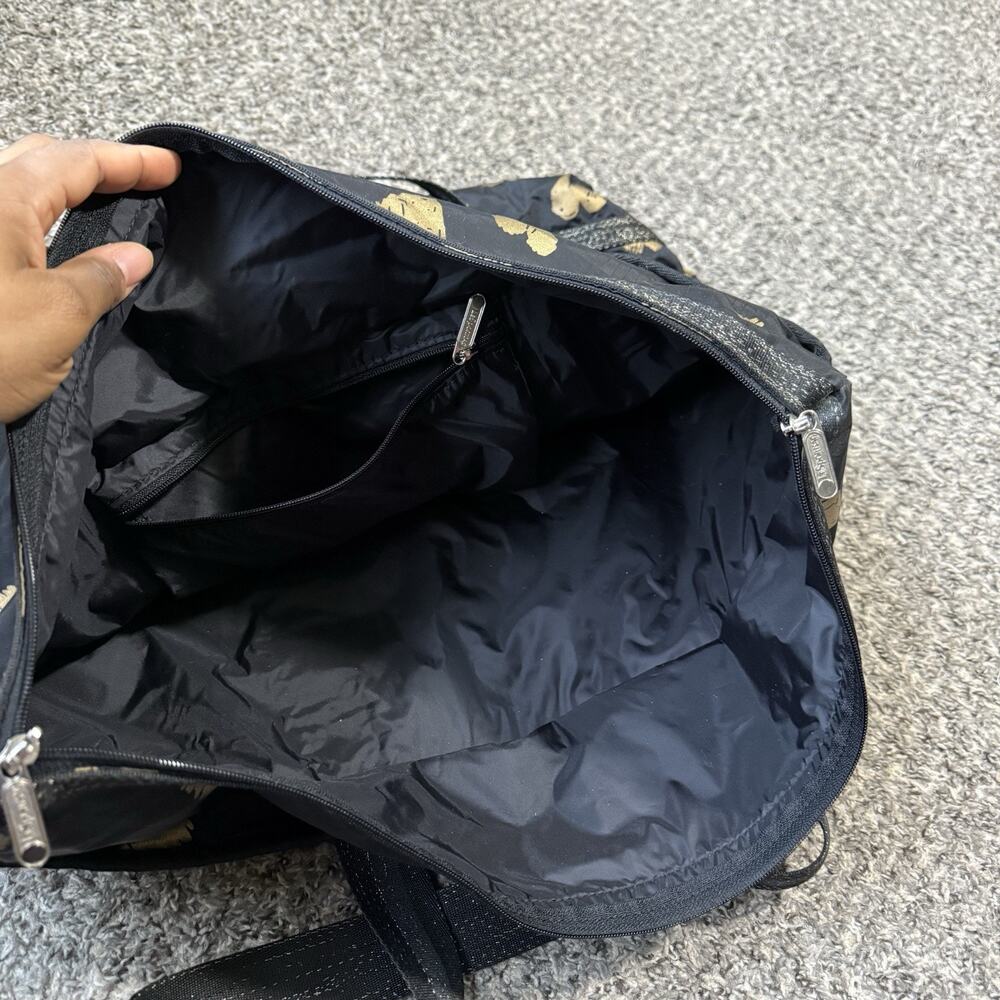 LeSportSac Large Weekend Tote Bag Black with Gold Hearts - Picture 5 of 7